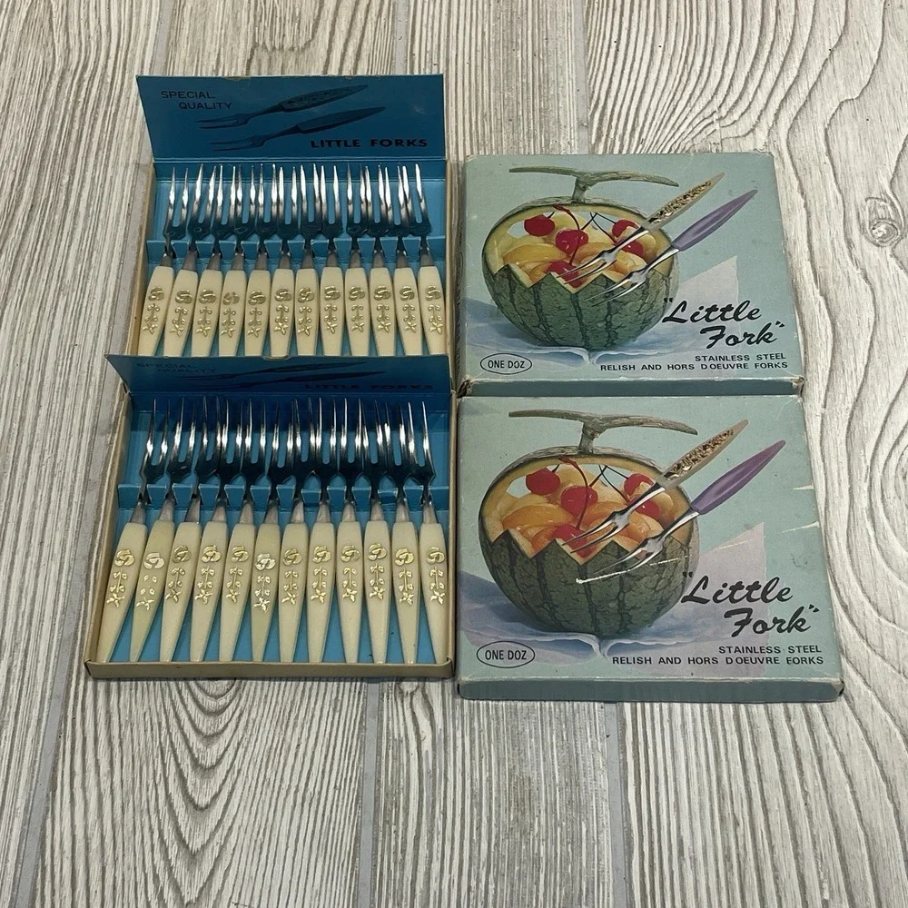 VTG Set Of 2 Little Fork Set 12 Stainless Steel Relish & Hors D'oeuvre Japan 4